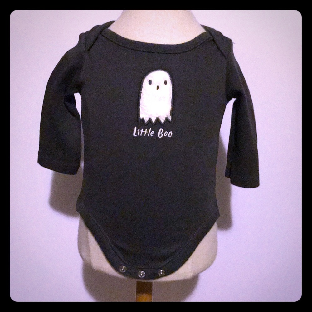 Little boo ghost n/b long sleeve black onesie